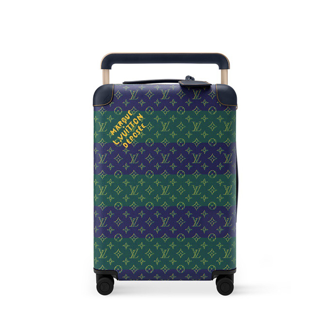 lv louis vuitton horizon navy monogram printed 55 carry‑on luggage